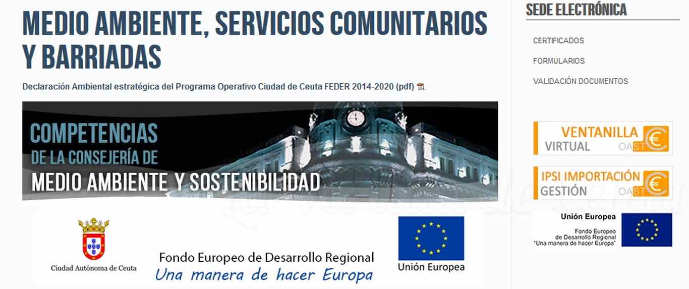  Medio Ambiente en la página web institucional de la Ciudad de Ceuta. 
