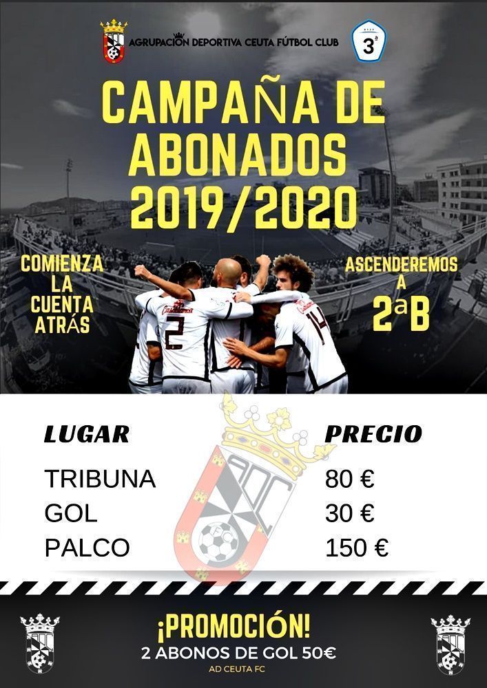 La AD Ceuta FC pone a la venta los abonos de la temporada 2019-20.