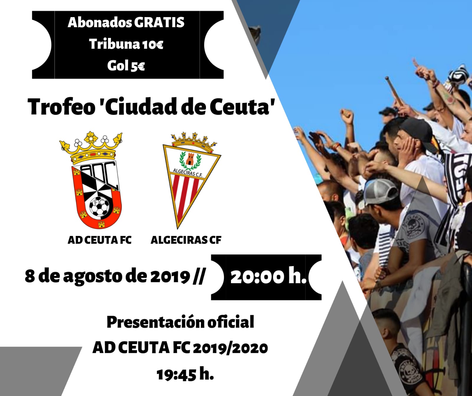 El Ceuta se presentará frente al Algeciras el 8 de agosto