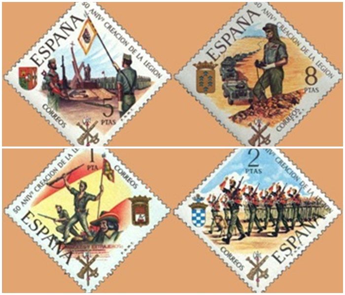 Sellos emitidos por el 50 aniversario de la Legión en 1970