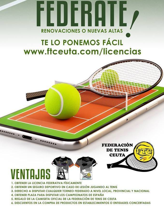 La Federación de Tenis de Ceuta comienza la campaña “Licencia Federativa 2020-2021”