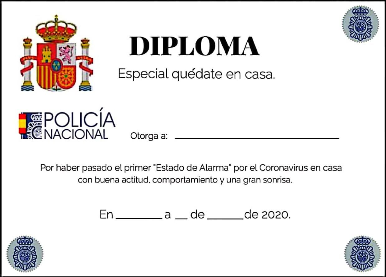 La Policía Nacional crea un Diploma de felicitación para los niños 