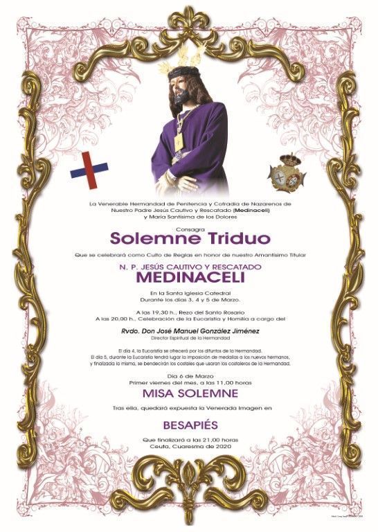El Medinaceli anuncia su Triduo para la primera semana de marzo