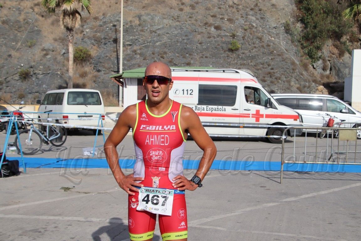 Vilal Ahmed y Mª Luisa Sierra, vencedores del XXVIII Triatlón Ciudad de Ceuta y Campeonato Autonómico