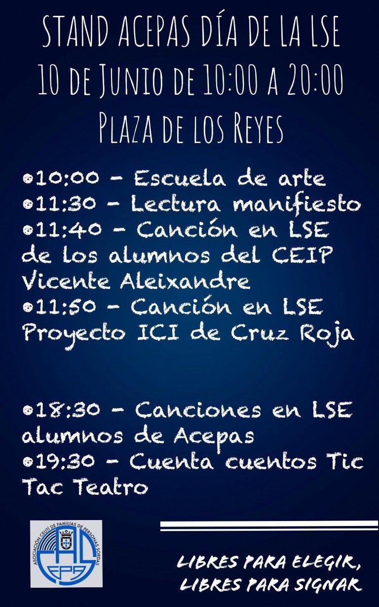 ACEPAS celebrará el Dia Nacional de la Lengua de Signos con un stand informativo