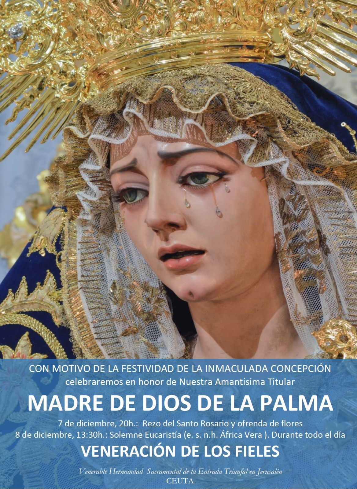 Pollinica inicia este miércoles los cultos en Honor a Madre de Dios de la Palma