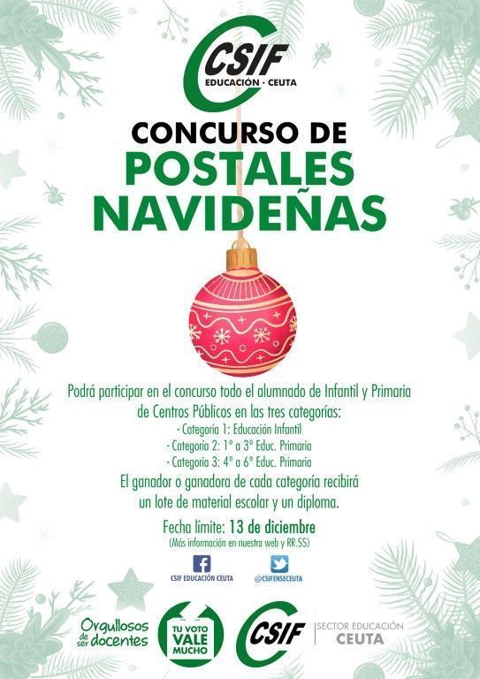 CSIF Ceuta convoca su “VI Concurso de postales navideñas 2022”