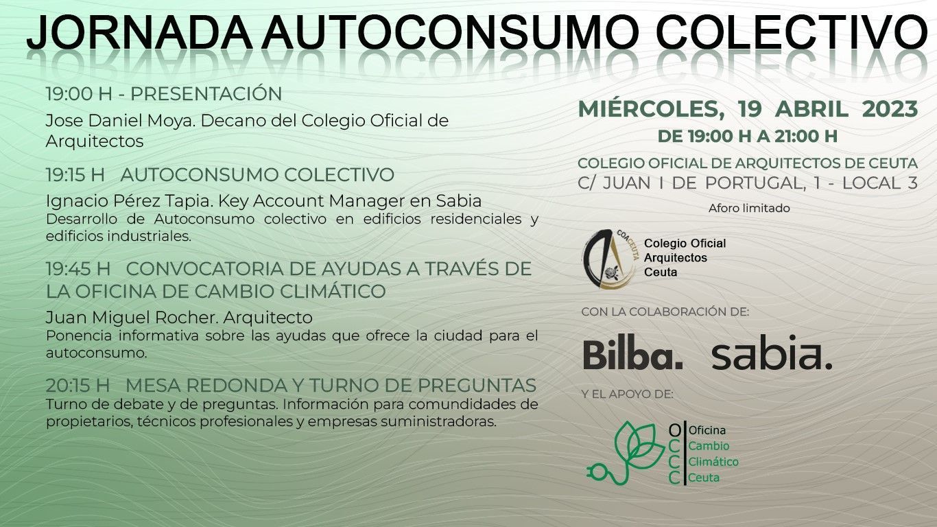 El Colegio Oficial de Arquitectos de Ceuta organiza una jornada sobre autoconsumo