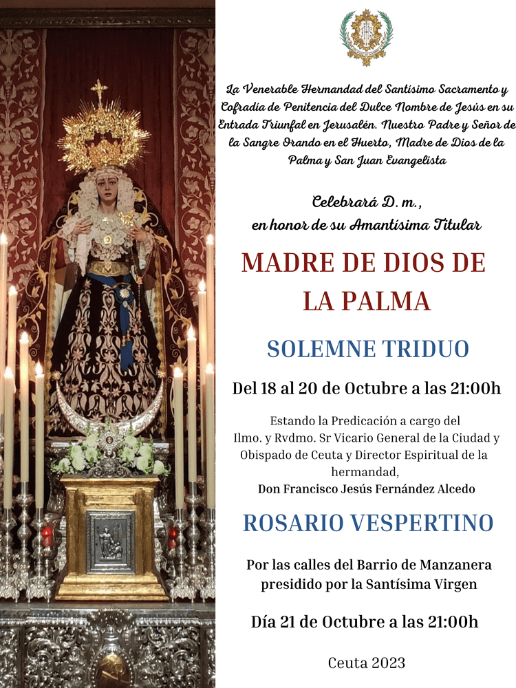 La Pollinica inicia mañana el solemne triduo en honor a Madre de Dios de la Palma