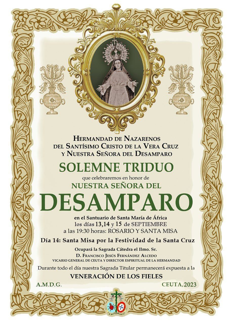 La Cofradía de la Veracruz celebrará un Triduo en honor a la Señora del Desamparo