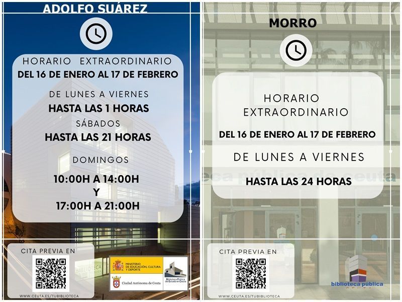 La Biblioteca Pública  (izquierda) y la Biblioteca del Morro (derecha)modificarán sus horarios por los exámenes de enero y febrero