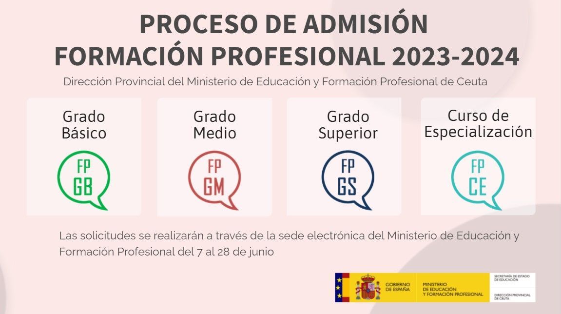 Listo el proceso de admisión a estudios de Formación Profesional