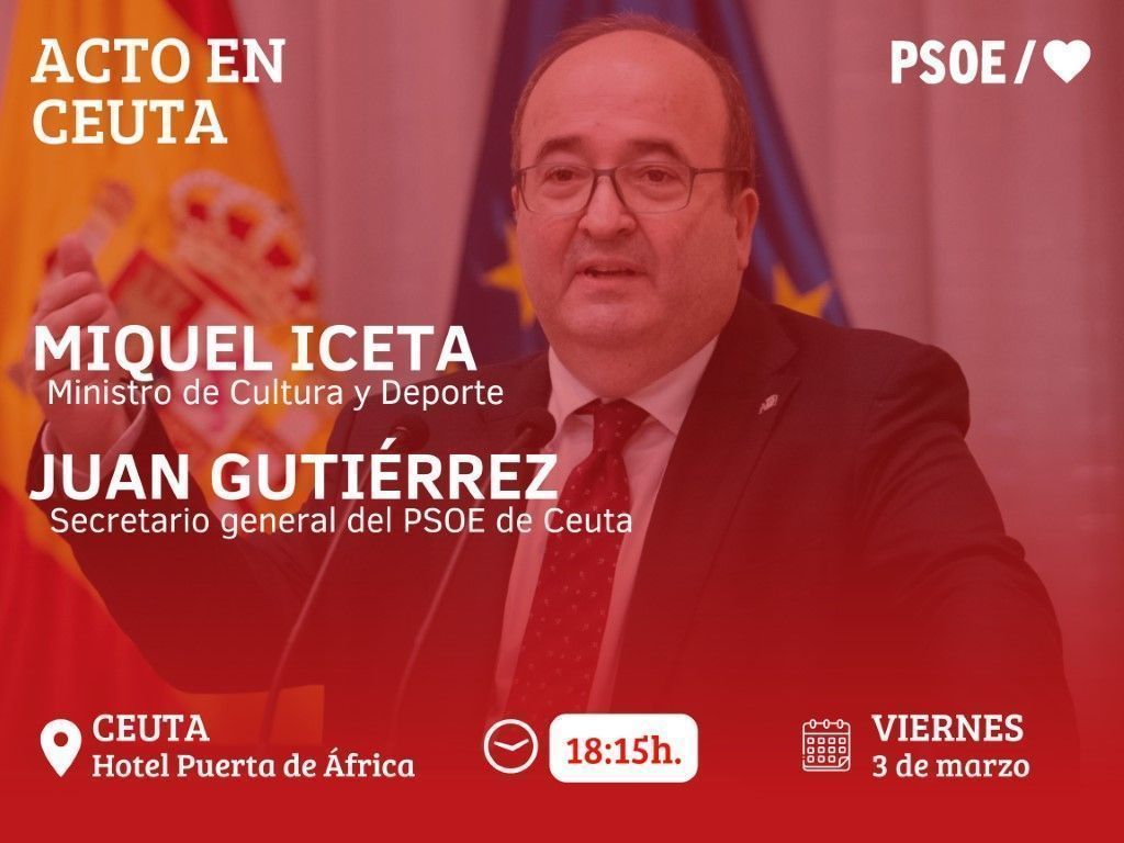 Miquel Iceta visita Ceuta para trasladar el apoyo del Gobierno de España a Juan Gutiérrez 