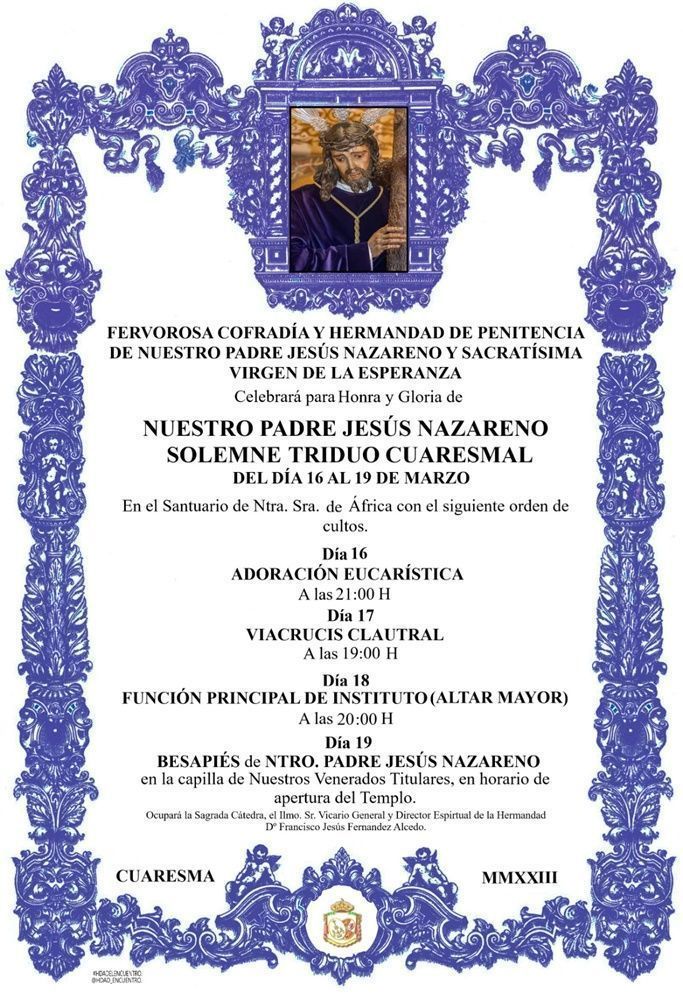La cofradía del Nazareno inicia sus cultos cuaresmales