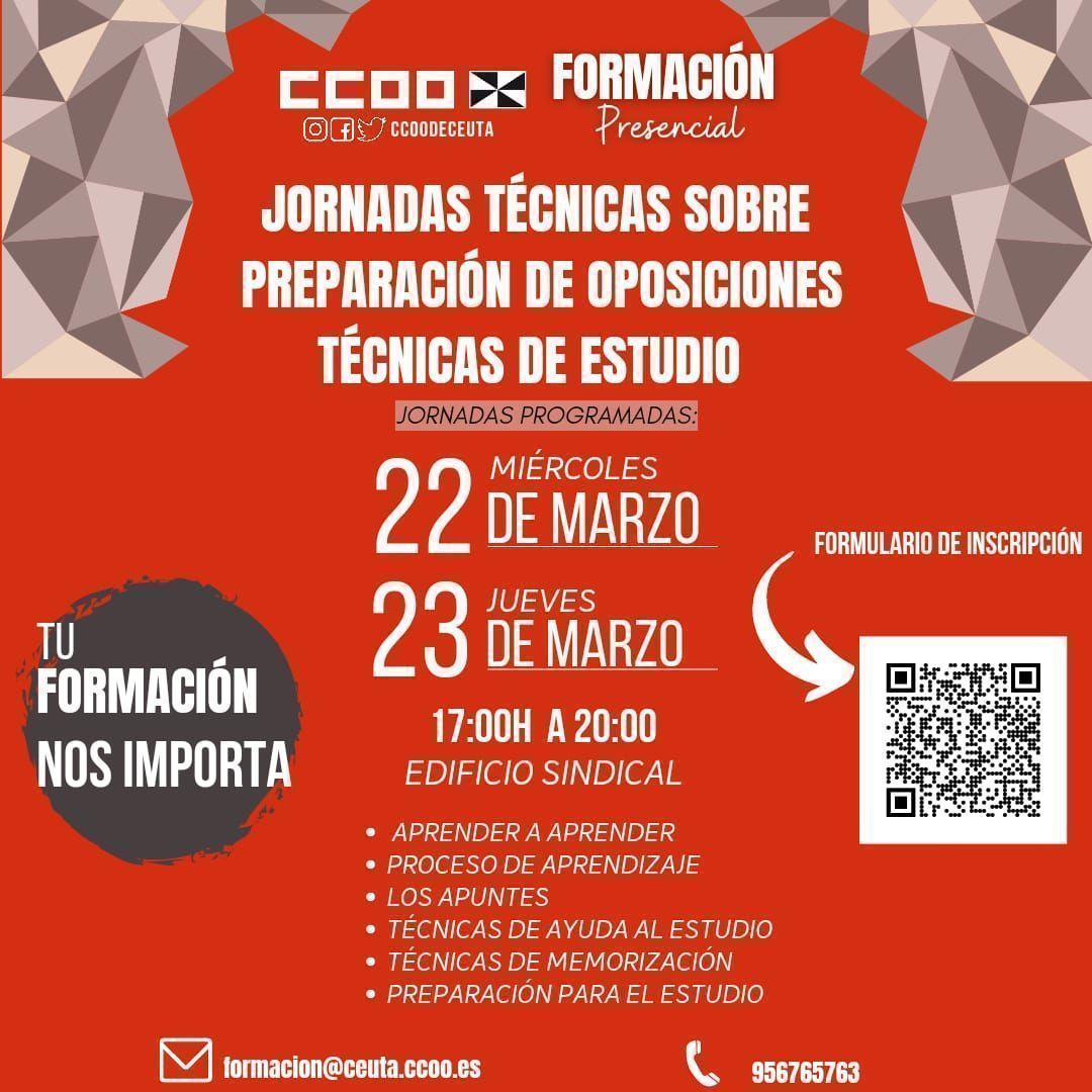 CCOO organiza unas jornadas técnicas sobre preparación de oposiciones