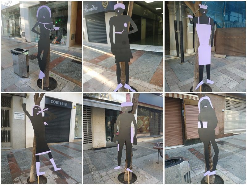 Los menores de La Esperanza confeccionan siluetas de mujeres