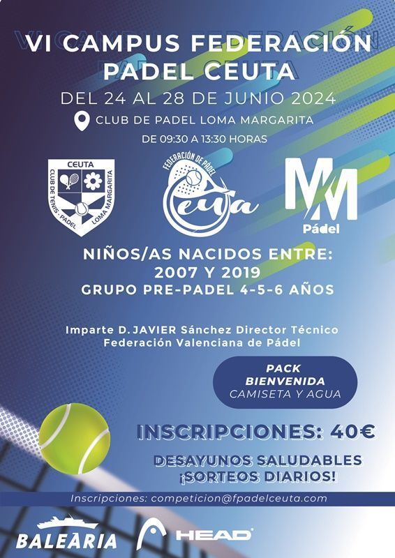 La próxima semana se celebra el “VI Campus de Padel” de Ceuta