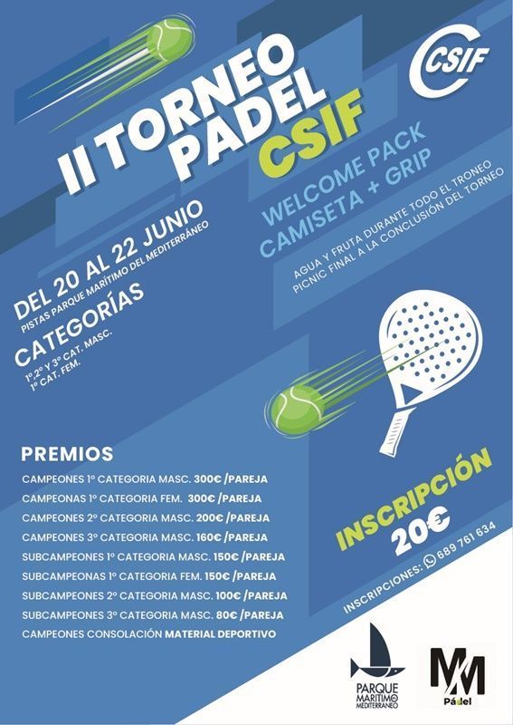 CSIF presenta su II Torneo de pádel CSIF en Ceuta 