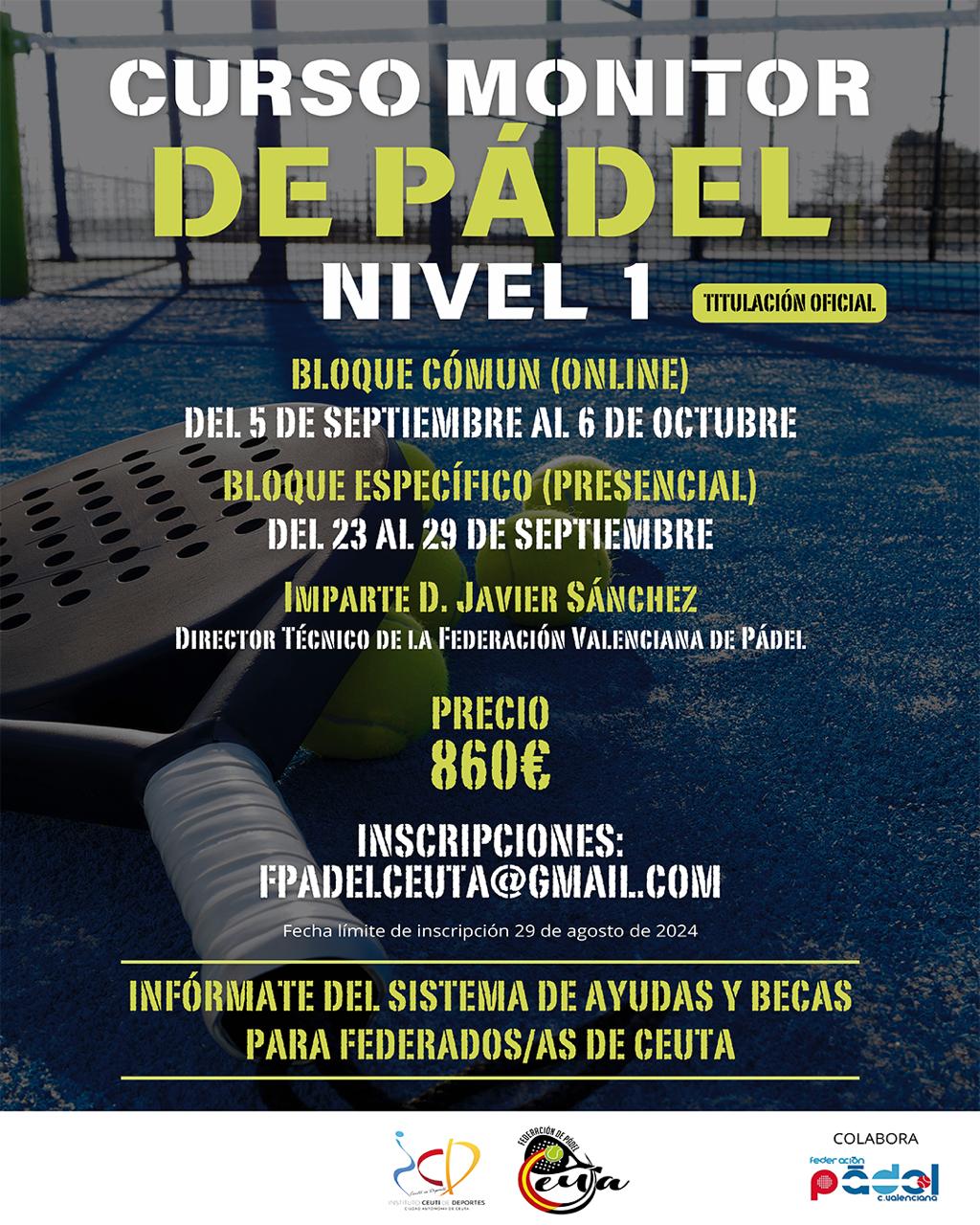 La Federación de Padel de Ceuta organiza un curso de monitor Nivel 1