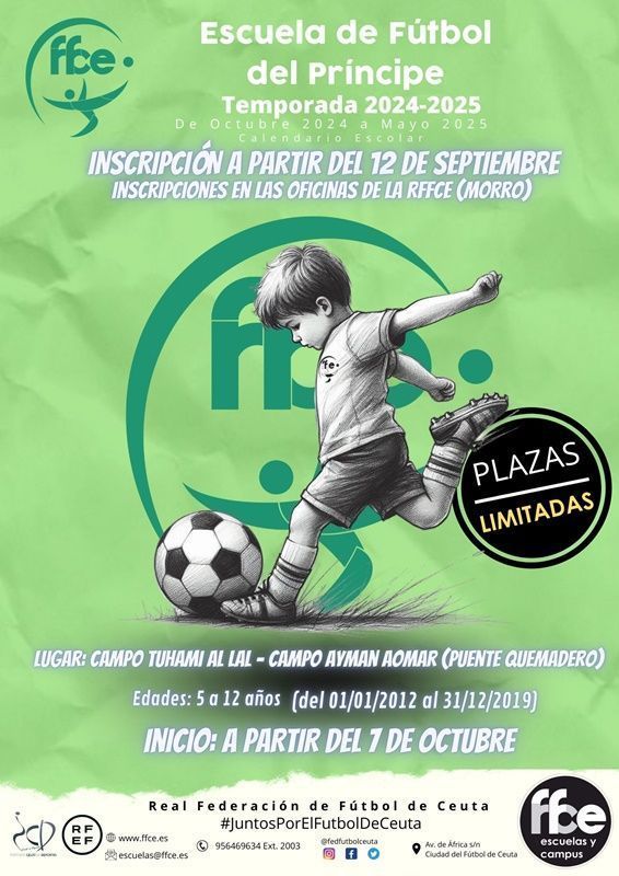 Mañana se abre el plazo de inscripción para la Escuela de Fútbol del Príncipe