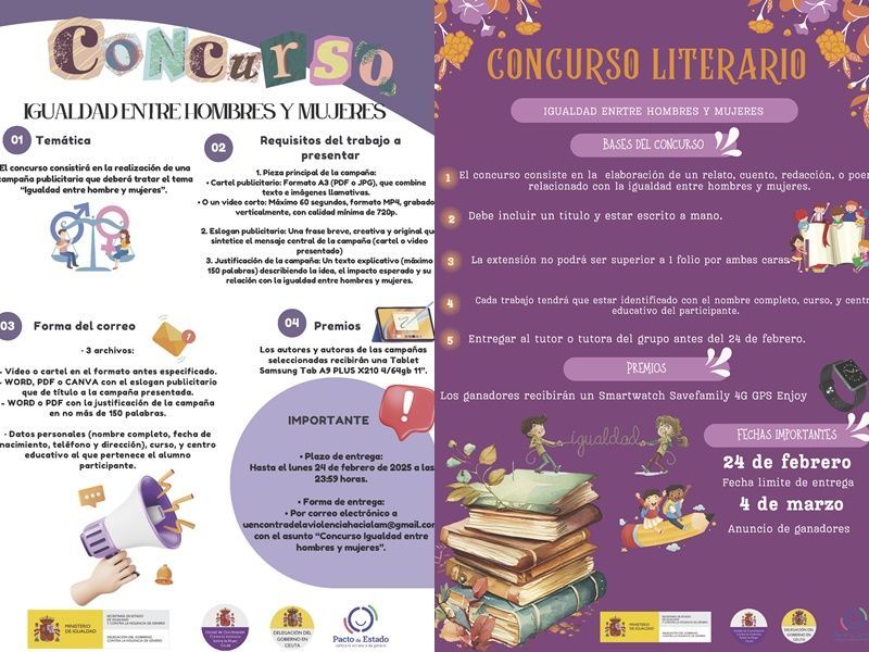Sigue abierto el concurso escolar sobre igualdad entre hombres y mujeres