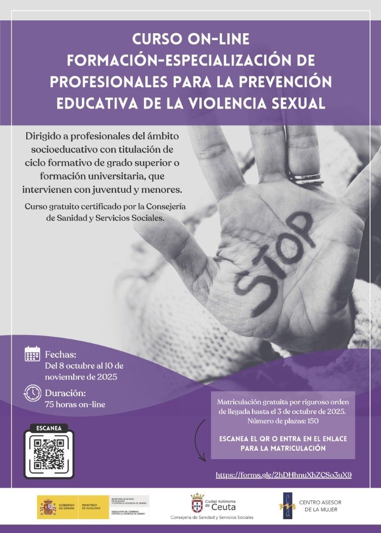 Abierto el plazo para una acción formativa en la prevención educativa de la violencia sexual