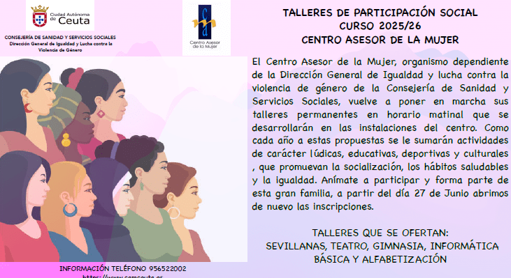 El Centro Asesor de la Mujer abre el plazo de inscripción para los talleres gratuitos del curso 2025-2026