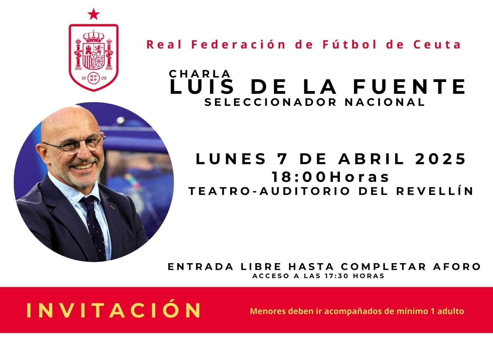 El seleccionador nacional Luis de la Fuente visitará Ceuta este lunes 7 de abril