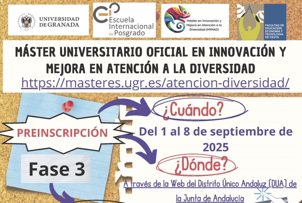 Nuevo plazo de preinscripción del Máster Universitario oficial en Innovación y Mejora en Atención a la Diversidad