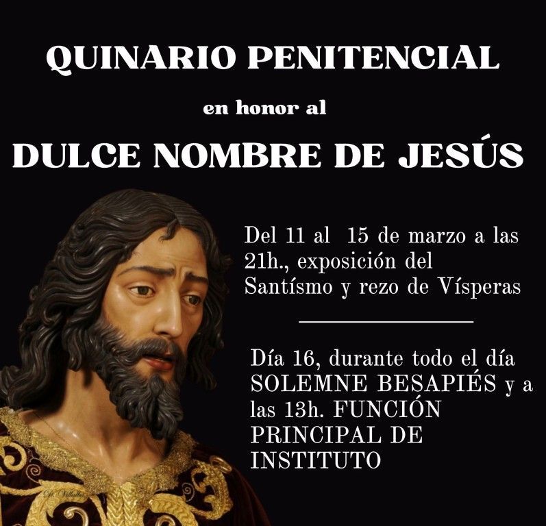 La Hermandad de la Pollinica anuncia su Quinario Penintencial en honor al Dulce Nombre de Jesús