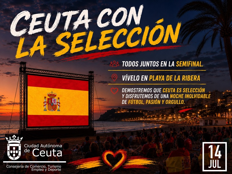 La Ribera se vestirá de rojo para animar a España: Ceuta vivirá la semifinal de la Selección frente al mar