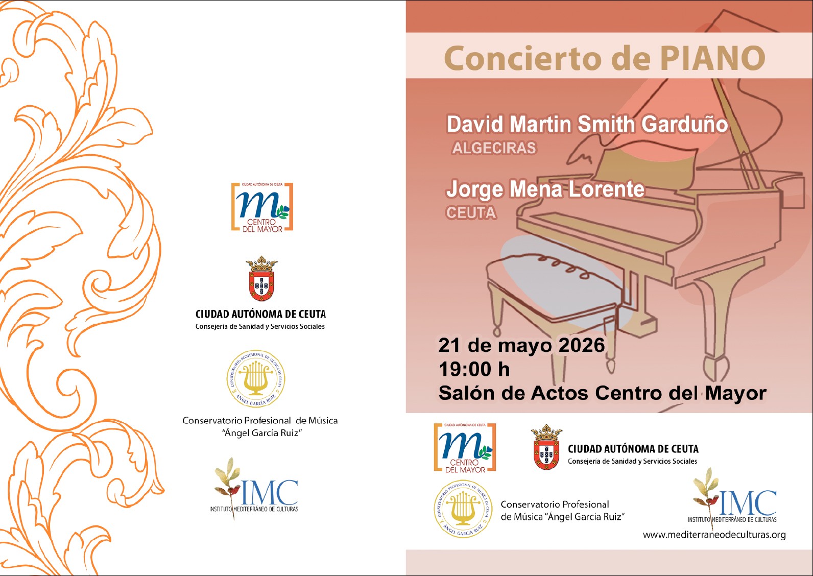El Centro del Mayor acogerá un concierto de piano dentro del programa de envejecimiento saludable