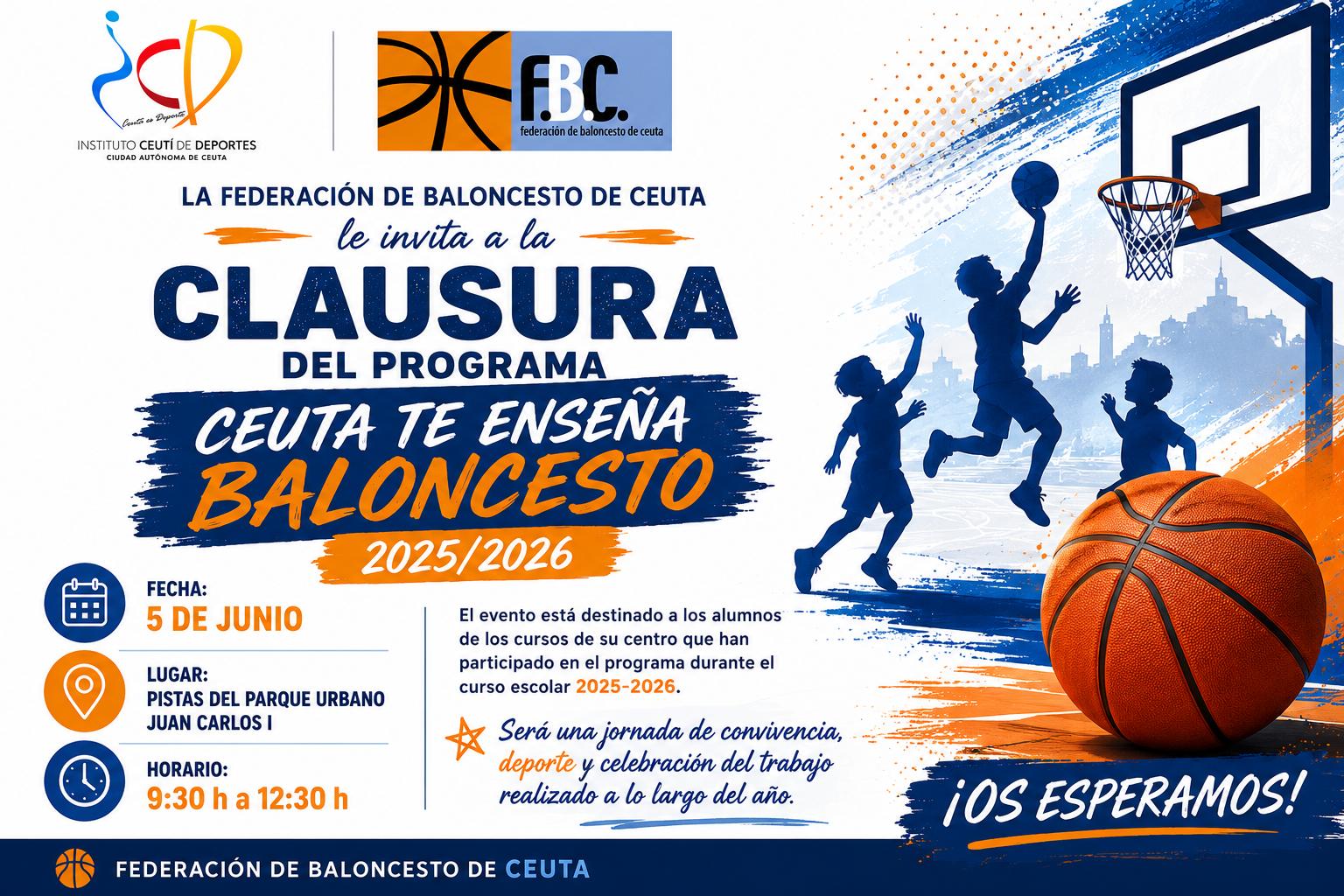 La Marina reunirá a cerca de 500 escolares en la clausura de ‘Ceuta te enseña Baloncesto’