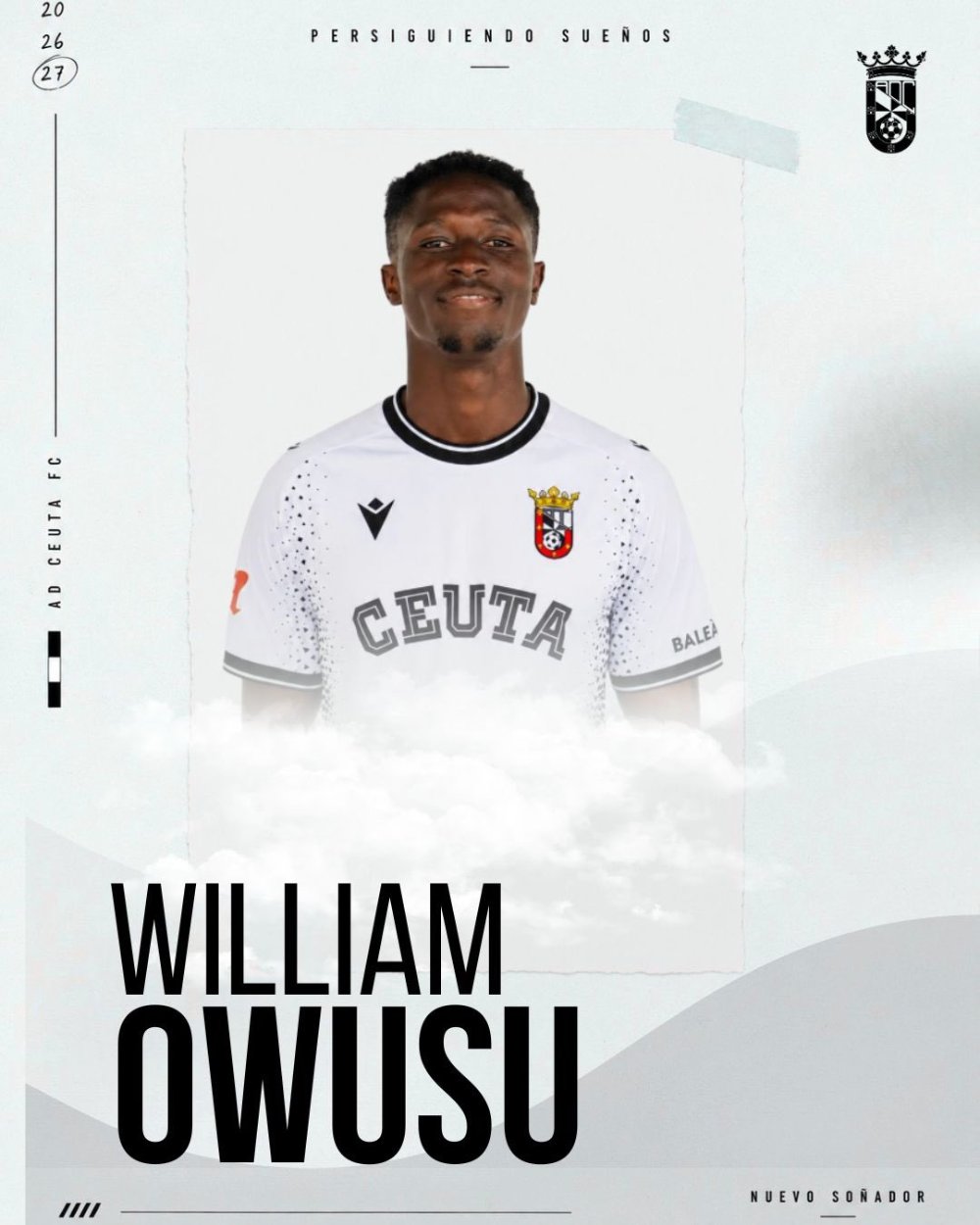 William Owusu, nuevo refuerzo del filial de la AD Ceuta FC para la temporada 2026-2027