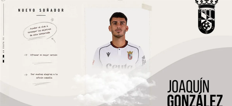 Joaquín González refuerza la medular de la AD Ceuta FC cedido por el Cádiz