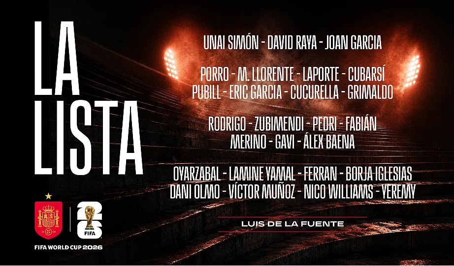 Luis de la Fuente da la lista de 26 jugadores de España para el Mundial, sin ningún jugador del Real Madrid