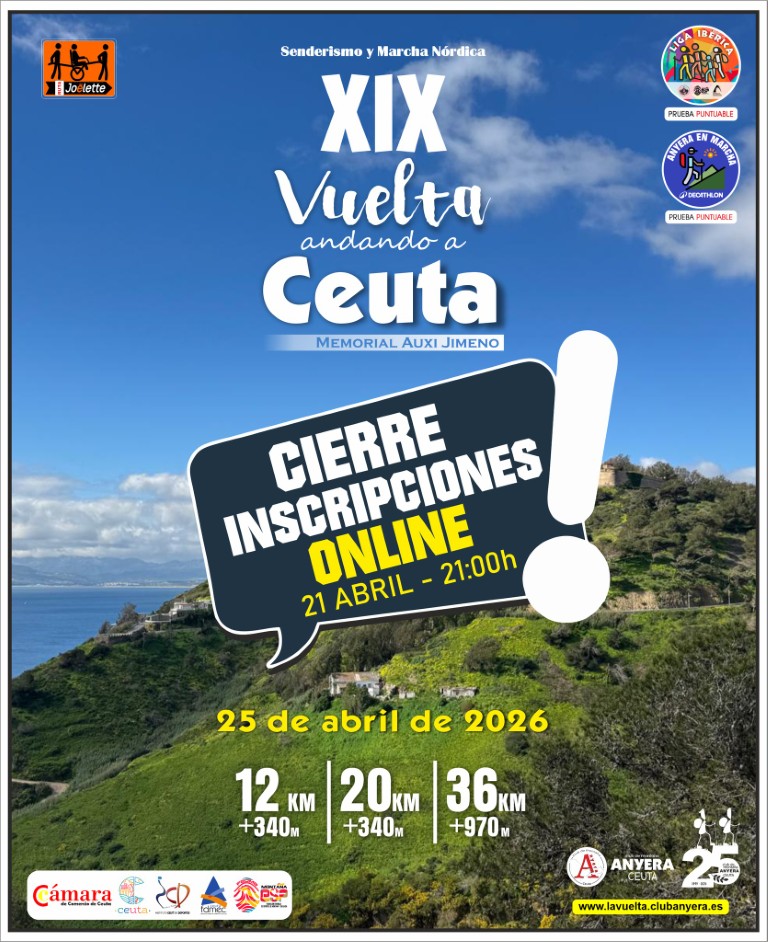 La XIX Vuelta Andando a Ceuta cierra este martes sus inscripciones online