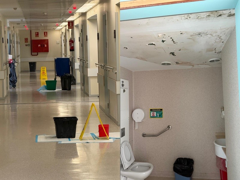 Las filtraciones y el deterioro arruinan la planta de Ginecología del Hospital Universitario