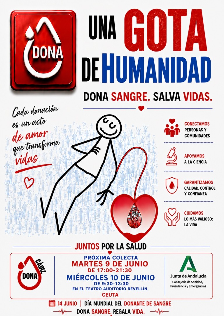 Nueva llamada a la solidaridad: Ceuta acogerá una colecta de sangre los días 9 y 10 de junio